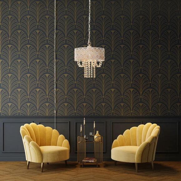 Wedgeworth Champaign Jewels W/ White Punched Metal Drum Pendant Lamp 12.75" Wide - Picture 13 of 14